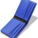 Lanyani Minimalist Fabric Wallet Bifold RFID Blocking (Black and Blue)