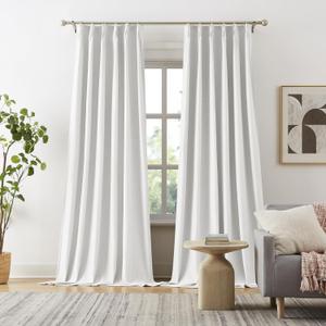 DUALIFE Pinch Pleated Blackout Curtains 120 Inch Long 10ft, Accordion Style Thermal Insulated Drapes with Hooks, Back Tab Ceiling Traverse Curtains for Living Room, Greyish White, 40x120, 2 Panels