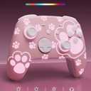 FUNLAB Cute Switch Pro Controller Wireless Compatible with Nintendo Switch 2/OLED/Lite, Grily Hall Effect Controller, Firefly Bluetooth Remote Gamepad Pink with 7 LED Colors/Paddle/Turbo- Cat Paw Pattern