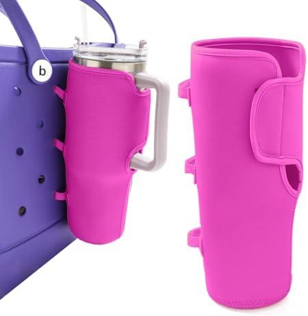 Bogg Bag Cup Holder for Stanley Cup Holder 40 oz Water Bottle Holder Adjustable Drink Organizer Accessories Compatible with All Bogg Bag and Simple Modern Beach Tote (Rose Red) Pack of 3