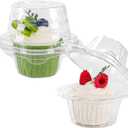 NPLUX 60 Pack Individual Cupcake Containers Plastic Cupcake Boxes Cupcake Holders Stackable Deep Dome Cupcake Carrier