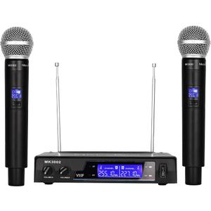 MicrocKing Wireless Microphone System Dynamic Handheld Microphones,150 Ft Operating Range,16 Hours Continuous Use, Ideal for Karaoke, Party, DJ, Church, Wedding, Indoor/Outdoor Activities
