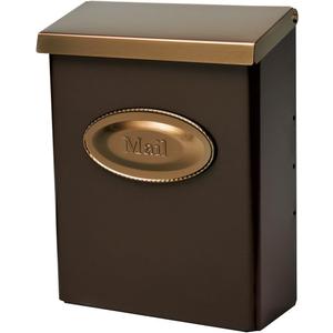 Architectural Mailboxes Designer Locking, Vertical Wall-Mounted Mailbox for Outside, Modern Metal Galvanized Steel Medium Mail Box with Lock and Key Drop Box, Bronze with Optional Mail Emblem (Venetian Bronze & Brass)