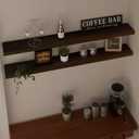 IEO Long Wooden Floating Shelves for Room Wall, Natural Wood Floating Shelves Wall Mounted Kitchen Shelf for Living Room, Bedroom, Kitchen,Bathroom, Storage (Walnut, 48in 2tier)