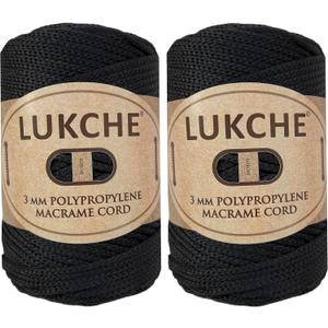 3mm Premium Polyester Macrame Cord 2 Skein (2x147 Yards) 100% Polypropylene Premium Macrame Rope,Yarn Crochet Macrame Bag Craft for Wall Hangers, Bags, Bottom Plates, Carpets(Black)
