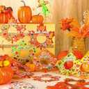 Jetec 48 Packs Thanksgiving Fall Picture Frame Craft Kits Maple Leaf Shape DIY Photo Frame with Stickers Make Your Own Picture Craft for Autumn Home Classroom Decor (Yellow)