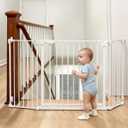 Babelio 72" Extra Wide Baby Gate, AdaptiZone, 3 Metal Panels, White