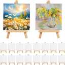 36 Pcs Mini Canvas and Easel Set for Painting, 4 x 4 Inch Canvas Panels with 6 Inch Wooden Easels for Oil Acrylic Painting Christmas Birthday Valentine's Mother's Day Art Crafts Party Favors