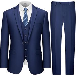 LUPURTY Suits for Men, 3 Piece Men's Suit Slim Fit, Solid Jacket Vest Pants with Tie, One Button Tuxedo Set, 3XL