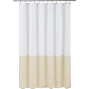 ALYVIA SPRING Waterproof Fabric Shower Curtain Liner - Soft & Light-Weight Cloth Shower Liner, 3 Bottom Magnets, Hotel Quality & Machine Washable - Standard Size 72x72, White and Cream