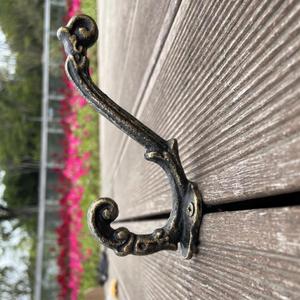4 Pack Cast Iron Wall Hooks Antique Vintage Rustic Farmhouse Coat Hooks, Great for Coats, Bags, Towels, Hats, Mounting Screws Included (Gold & Black)
