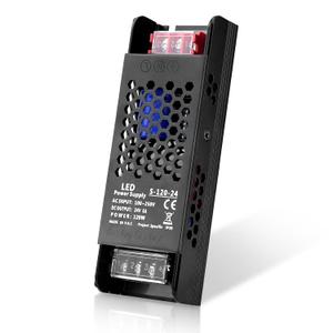 LED Driver 24V 120W 5A Slim LED Power Supply, AC 100-250V to 24V DC Adapter, Constant Voltage LED Transformer for Strip Lights, Bulbs, Garden and Cabinet Lights