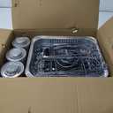 Disposable Chafing Dish Buffet Set, 46 Pcs Disposable Food Warmers For Parties Buffet, Catering Supplies Buffet Display Set Incl. Wire Racks, Chalkboards, Fuel Cans, Pans, Serving Utensils, Covers.