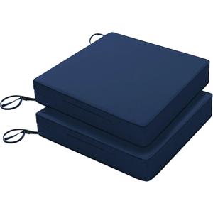 Favoyard Patio Chair Cushions 24 x 24 x 4 Inch Waterproof Outdoor Seat Cushions for Patio Furniture 3-Year Color Fastness Garden Sofa Couch Pads with Handle & Adjustable Straps Set of 2, Blue
