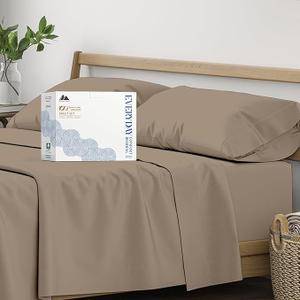 Mayfair Linen 6 Piece Bedding Bundle - 4 Piece Full-Sized Sheet Set with an Extra Pair of Pillowcases, 1000 Thread Count Egyptian Cotton Sateen Weave(Brown)