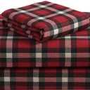 Highline Bedding Co. Flannel Sheet Set Twin Size- 100% Turkish Cotton, Double-Brushed, Ultra-Soft, Plush, Cozy 3-Piece Set (Dover Plaid, Red and Black)