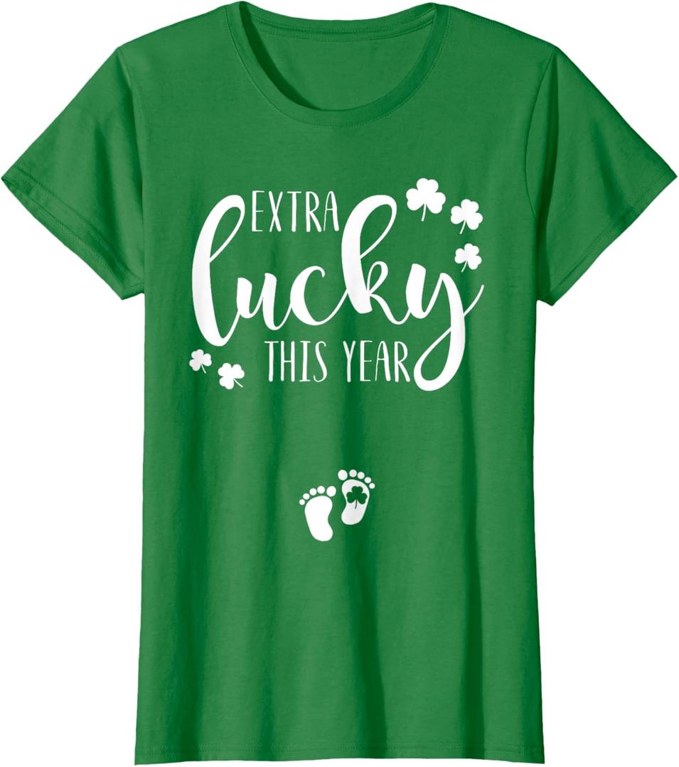 St Pattys Pregnancy Announcement St Patricks Day Pregnant T-Shirt (Small, Kelly Green)