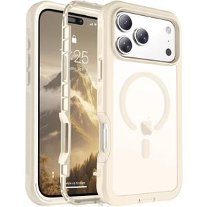 Magnetic for iPhone 17 Pro Max Case, [Compatible with MagSafe][Military Grade Drop Protection][Heavy Duty Protection][Non-Slip][Shockproof] 2-Layer Durable Bumper Phone Case 6.9''-Antique White