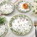 50Pcs Vintage Wildflower Paper Plates Green Wild Floral Disposable Plates 9 in & 7 in Spring Decorative Tableware Dessert Plate for Appetizer Home Party Decor Supplies