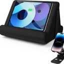 Universal Tablet Cushion Stand - Multi-Angle Lazy Holder with Net Pocket & Phone Stands Options for Lap, Knee, Sofa, Bed (Black)