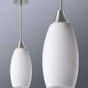 EDISHINE Pendant Light Fixture, Handcrafted Art Glass Hanging Light, Hardwired Ceiling Light, White Marble Glass Shade, Adjustable Brushed Nickel Rods, E26 Base, Pendant Lamp for Kitchen Bathroom Bar