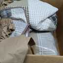 KALOOLA 100% Cotton King Quilt Set, Netural Farmhouse Plaid, Beige/Cream