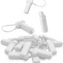 Security Tags with Lanyard, 100pcs Hard Tags Reusable Clothing Tag with String Compatible with 58khz EAS Checkpoint Security System (White)