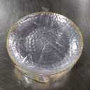 R-kay 100 Pack 10 Inch Clear Plastic Plates For Wedding - Hammered Gold Rimmed Sturdy, Durable Gold Plastic Plates For Party - Bulk Disposable Plates For Weddings