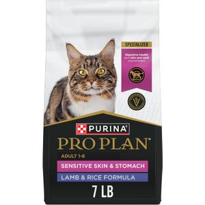 Purina Pro Plan Sensitive Skin and Stomach Cat Food, Lamb and Rice Formula - 7 lb. Bag (7 Pound (Pack of 1)), Best By: JUN 2026