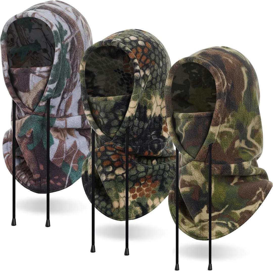 Suhine Balaclava Fleece Ski Hunting Mask Winter with Hat Neck Cover Windproof Face Covers for Men Women Cold Weather Warmer(Camouflage,Green,3 Pcs)