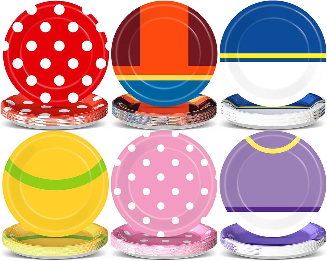 48 PCS Red Mouse Party Paper Plates Cartoon Mouse Theme Party Supplies 7 In Red Polka Dot Dessert Plates Mouses Color Disposable Tableware Set for Kids Birthday Cartoon Theme Parties Decorations