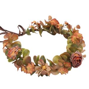 Orange Flower Crown Headband - Artificial Brown Rose Floral Headpiece Fairy Woodland Flower Hair Accessories for Women Girls Maternity Birthday Renaissance Cosplay Photo Shoot (Coffee)