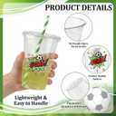 100 Sets Soccer Party Decorations Cups, 16OZ Disposable Plastic Drinking Cups with Lids and Straws for Sports Themed Tailgate Events Game Day Football Soccer Birthday Decor Supplies Favors 5Styles