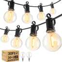 Brightown Outdoor String Lights - Waterproof Globe Patio Lights 30 Ft with 30 G40 Shatterproof LED Bulbs, Connectable Commercial Hanging Light for Backyard, Bistro, Porch, Cafe, Deck, Garden (Black)