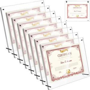 Thyle 8 Pcs Acrylic Photo Frame 11x14'' Clear Floating Picture Frame for Wedding Photos Art Prints Photography Gallery Wall Display Hanging or Tabletop for Living Room Hallway or Entryway (Black)