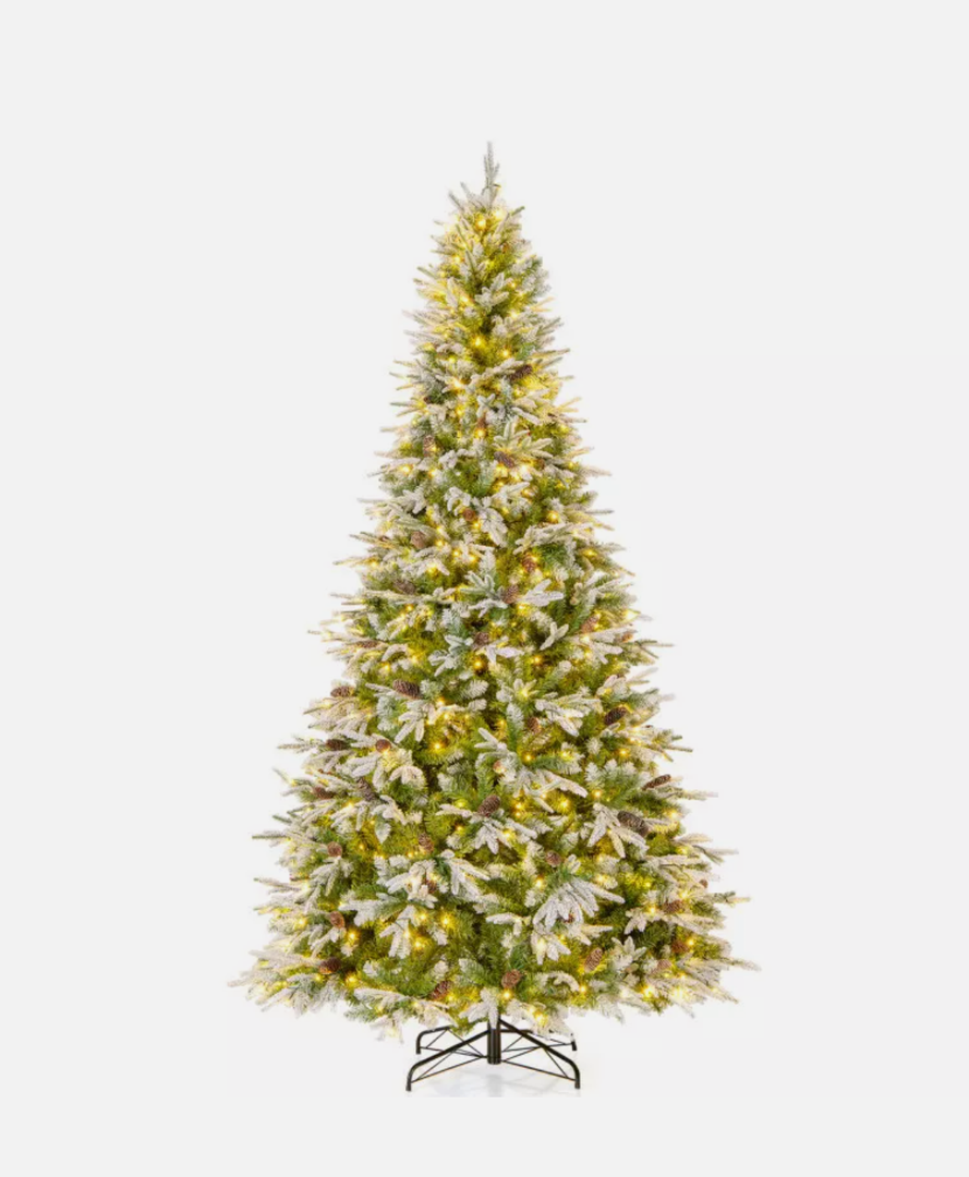 Pre-Lit Artificial Christmas Tree with Tips and Warm-White LED Lights