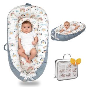Infant Support Cushion-Breathable and Soft Organic 100% Cotton, Portable Tummy Time Mat with Removable Support Cushion Cover, Floor Baby Support Cushion for Newborn - Rainbow