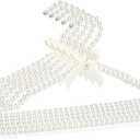 5 Pack Pearl Clothes Hangers, Elegant Bridesmaid Hangers, Closet Coat Storage Organizer Bowknot Standard Wedding Hangers (White)
