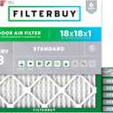 Filterbuy 18x18x1 Air Filter MERV 8 Dust Defense (6-Pack), Pleated HVAC AC Furnace Air Filters Replacement (Actual Size: 17.75 x 17.75 x 0.75 Inches)