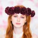 Thiccywoov 100 Pcs Flowers Long Stem Artificial Rose, 3.2 Inches Silk Rose Head Flowers Fake for Wedding Bridal Bouquet Independence Day Home Floral DIY Centerpieces Party Decoration (Burgundy)