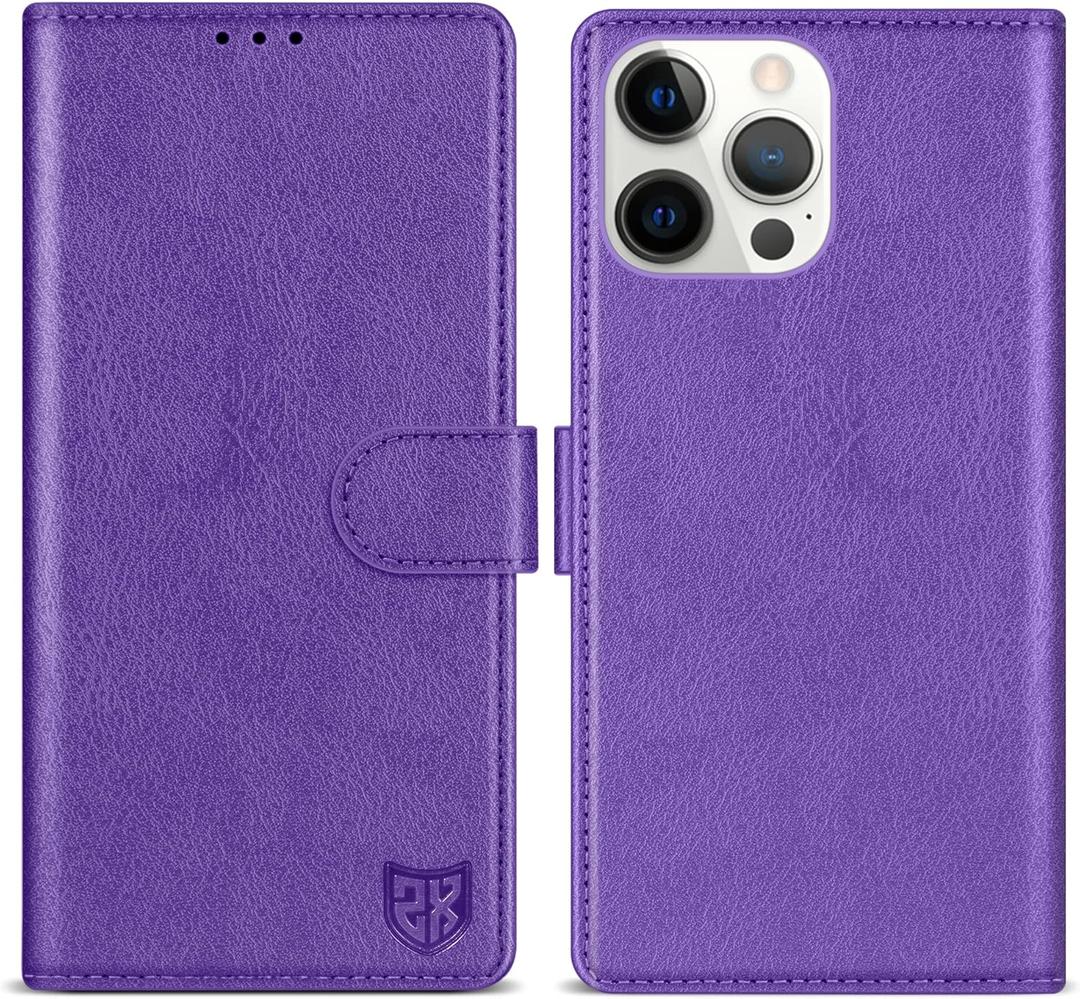 ZZXX for iPhone 14 Pro Max Wallet Case with [RFID Blocking] Card Slot Kickstand Magnetic Closure Leather Flip Fold Protective Phone Case for iPhone 14 Pro Max Case Wallet(Purple-6.7 inch)