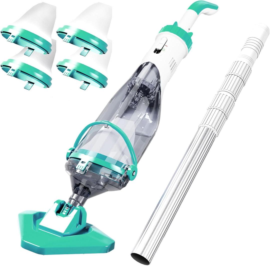 2025Upgraded Cordless Pool Vacuum for Above Ground, Handheld Pool Spa Vacuum Cleaner for Inground Pools Hot Tub, Rechargeable, 60" Extendable Pole, up to 19.5 GPM for Leaves, Debris, Shallow Steps (Green) 2025Upgraded Cordless Pool Vacuum for Above Ground, Handheld Pool Spa Vacuum Cleaner for Inground Pools Hot Tub, Rechargeable, 60" Extendable Pole, up to 19.5 GPM for Leaves, Debris, Shallow Steps (Green)