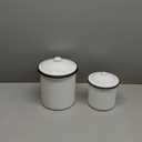 Creative Co-Op Set of 2 White Enameled Canisters with Lids