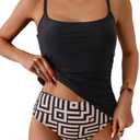 Eomenie Women's Swimsuit Tankini Tummy Control Bathing Suits Two Piece Full Coverage Slim Swim Suits with High Waisted Bottom XL