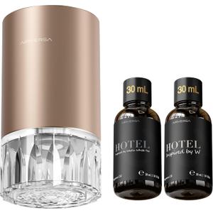 Airversa Waterless Essential Oil Diffuser Starter Kit with 2x30mL Hotel Scent Fragrance Oil for Home Room Desk Car, Battery Operated Scent Air Freshener Diffuser, 100mL Capacity, RD1 Kit Titanium