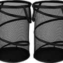 BATTOO 2 Pack Large Collapsible Laundry Basket Foldable Mesh Pop Up Hamper with Handles for Laundry Room, Bathroom, Kids Room, College Dorm, Travel, Storage Organizer Black