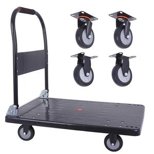 Foldable Heavy Duty Push cart, 660 lbs Dolly with Swivel Wheels for Home、Warehouse or Garage - Black