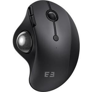 seenda Wireless Trackball Mouse, Bluetooth - Ergonomic Rollerball Mouse Rechargeable, 3 Device Connection Optical Mice Adjustable DPI Thumb Control Mice Compatible for Mac/Android/Windows-Black