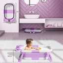 TPN Collapsible Baby Bathtub, Baby Bath Tub with Soft Cushion & Real-Time Thermometer, Baby Bathtub Infant to Toddler Tub (0-36 Months), Portable Newborn Travel Bath tub