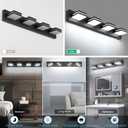 SineRise LED Modern Bathroom Vanity Light Fixtures, Modern Acrylic Bathroom Wall Lighting Fixtures Over Mirror, 4-Light, 30-Inch, Black, White